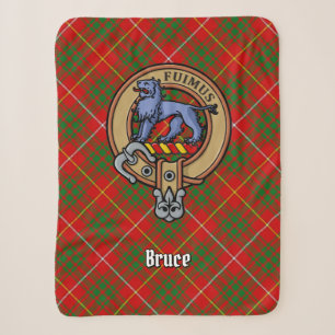 Clan Bruce Crest over Tartan Sherpa Blanket
