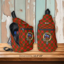 Clan Bruce Crest over Tartan Sling Bag