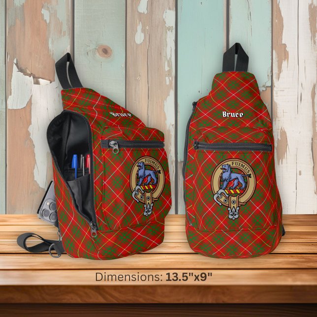 Clan Bruce Crest over Tartan Sling Bag (Creator Uploaded)