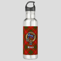 Clan Bruce Crest over Tartan Stainless Steel Water Bottle