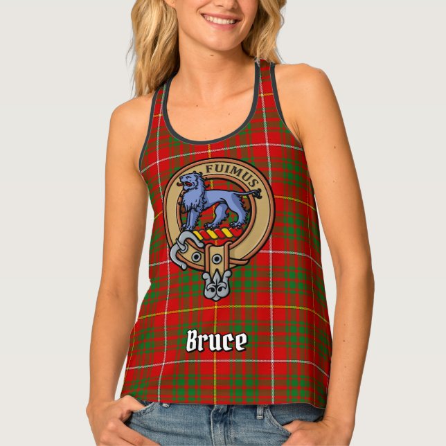 Clan Bruce Crest over Tartan Tank Top (Front)