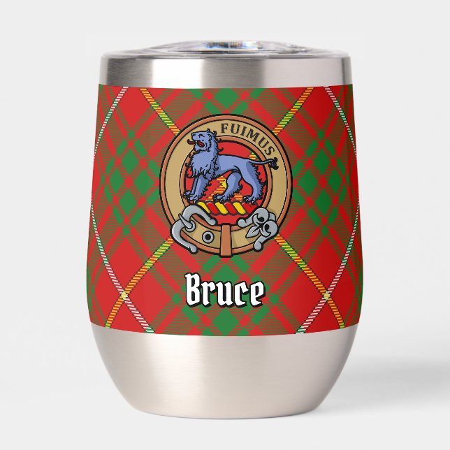 Clan Bruce Crest over Tartan Thermal Wine Tumbler (Front)