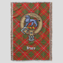 Clan Bruce Crest over Tartan Throw Blanket