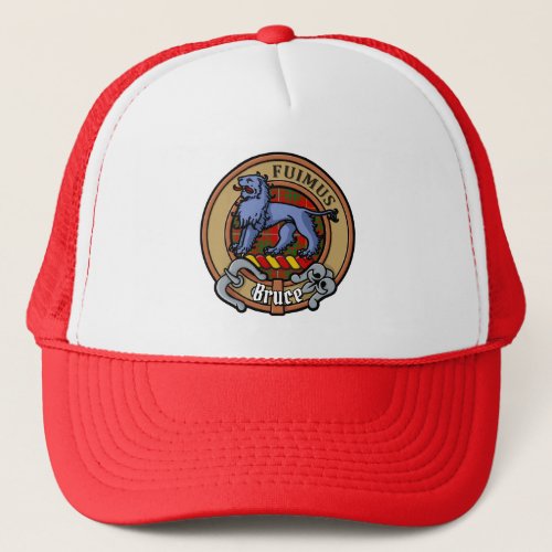 Clan Bruce Crest over Tartan Trucker Hat