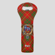 Clan Bruce Crest over Tartan Wine Bag