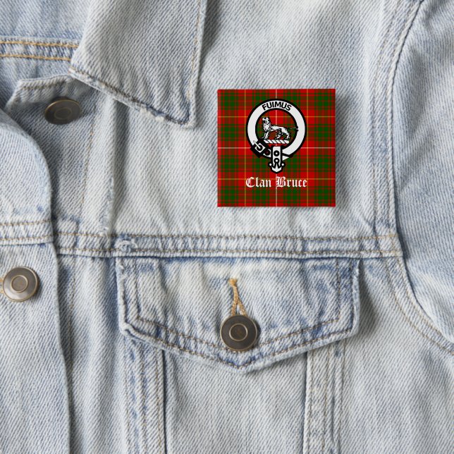 Clan Bruce Crest Tartan Custom Button (In Situ)