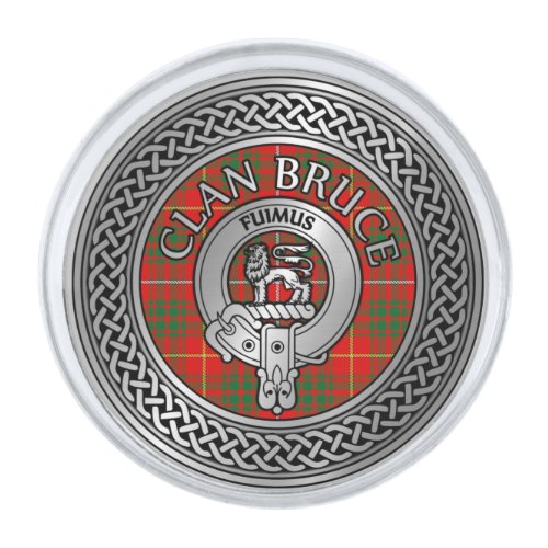 Clan Bruce Crest  Tartan Knot Silver Finish Lapel Pin