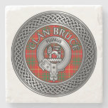 Clan Bruce Crest &amp; Tartan Knot Stone Coaster