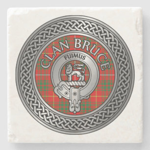 Clan Bruce Crest & Tartan Knot Stone Coaster