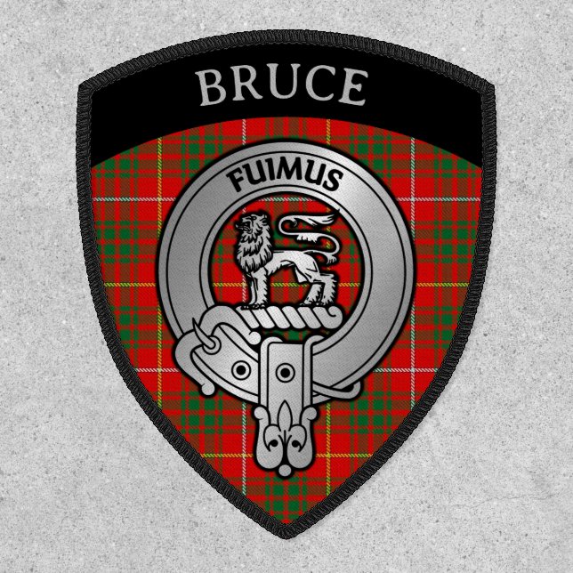 Clan Bruce Crest & Tartan Shield Patch (Front)