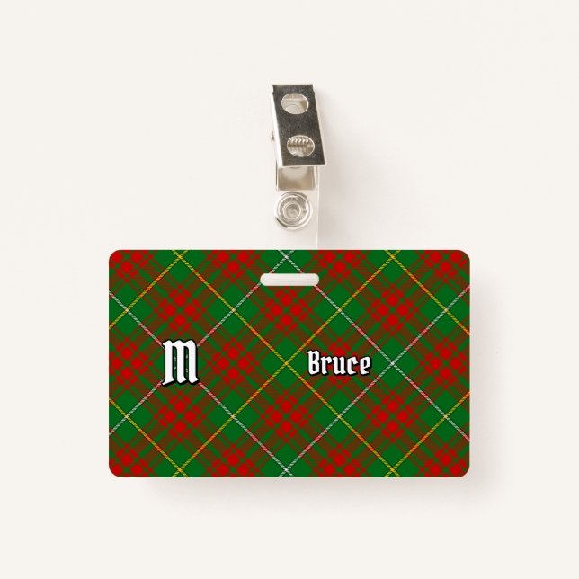 Clan Bruce Hunting Tartan Badge (Front with Clip)