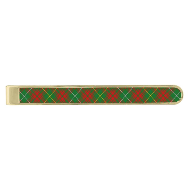Clan Bruce Hunting Tartan Gold Finish Tie Bar (Front)