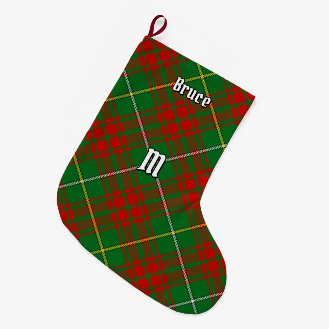 Clan Bruce Hunting Tartan Large Christmas Stocking (Front (Hanging))