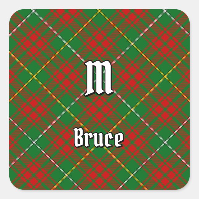 Clan Bruce Hunting Tartan Square Sticker (Front)