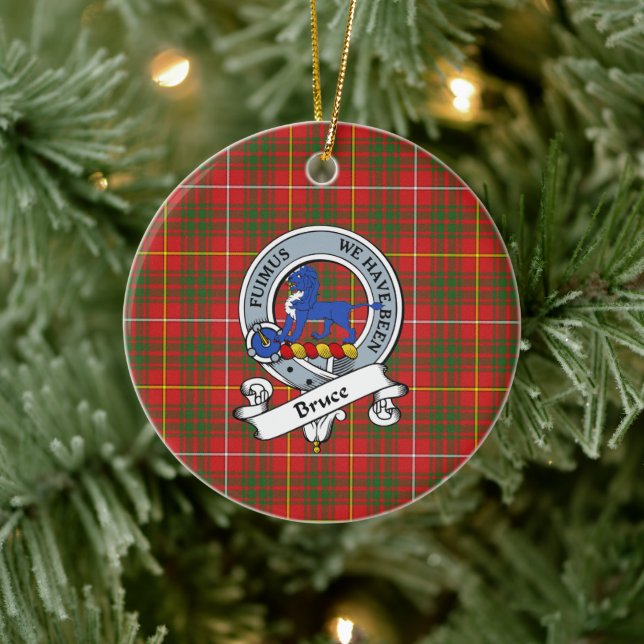 Clan Bruce Modern Badge Tartan Plaid Ceramic Ornament (Tree)
