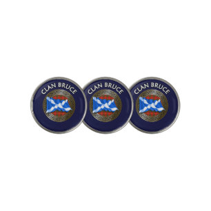 Clan Bruce Tartan Knot & Flag Golf Ball Marker