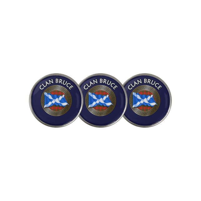 Clan Bruce Tartan Knot & Flag Golf Ball Marker (3 Up)