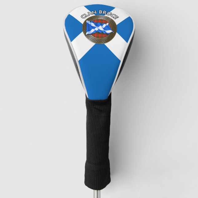 Clan Bruce Tartan Knot & Flag Golf Head Cover (Front)