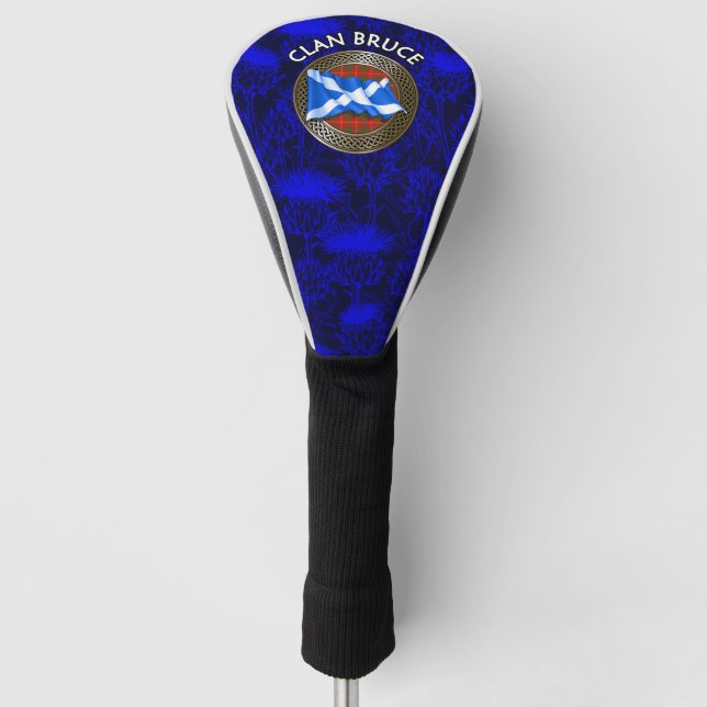 Clan Bruce Tartan Knot & Flag Golf Head Cover (Front)