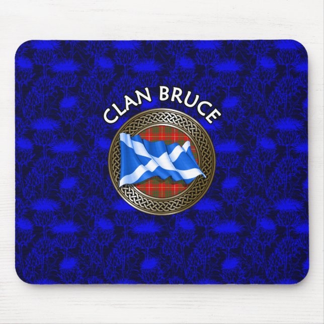 Clan Bruce Tartan Knot & Flag Mouse Pad (Front)