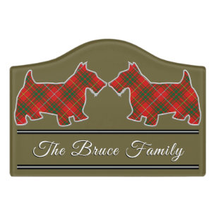 Clan Bruce Tartan Scottish Terrier Door Sign
