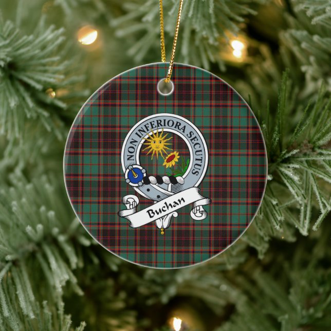 Clan Buchan Ancient Badge Tartan Plaid Ceramic Ornament (Tree)