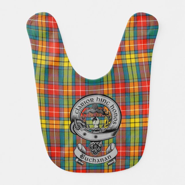 Clan Buchanan Crest Badge & Tartan  Baby Bib (Front)