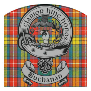 Clan Buchanan Crest Badge & Tartan Door Sign
