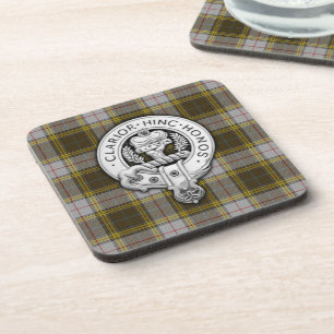 Clan Buchanan Crest & Dress Tartan Beverage Coaster