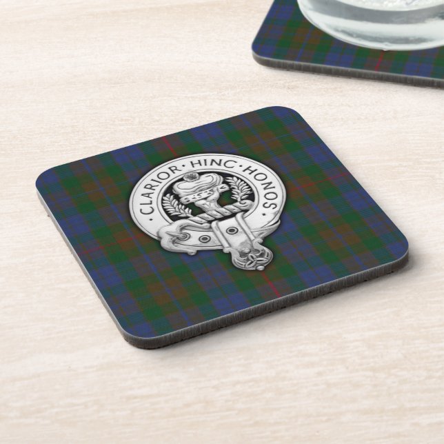 Clan Buchanan Crest & Hunting Tartan Beverage Coaster (Left Side)