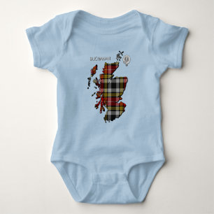 Clan Buchanan Crest & Old Dress Tartan Map Baby Bodysuit