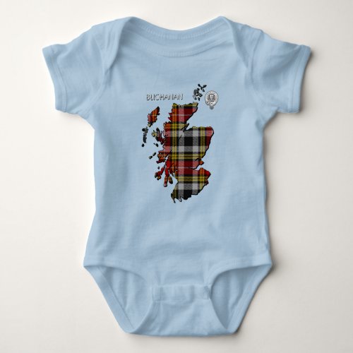 Clan Buchanan Crest  Old Dress Tartan Map Baby Bodysuit