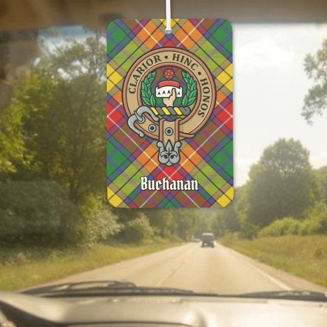 Clan Buchanan Crest over Tartan Air Freshener (Creator Uploaded)