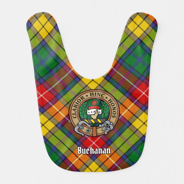Clan Buchanan Crest over Tartan Baby Bib (Front)