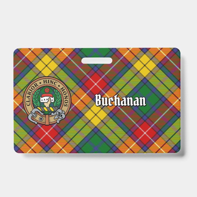 Clan Buchanan Crest over Tartan Badge (Front)