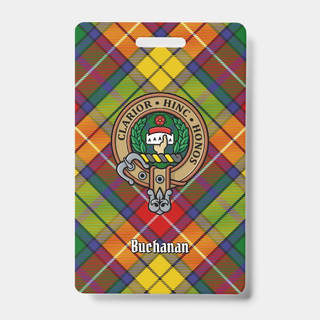 Clan Buchanan Crest over Tartan Badge (Front)