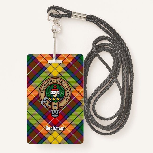 Clan Buchanan Crest over Tartan Badge (Front with Lanyard)