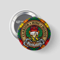 Clan Buchanan Crest over Tartan Button