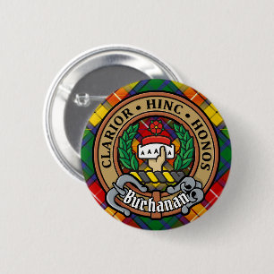 Clan Buchanan Crest over Tartan Button