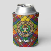 Clan Buchanan Crest over Tartan Can Cooler