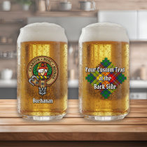 Clan Buchanan Crest over Tartan Can Glass