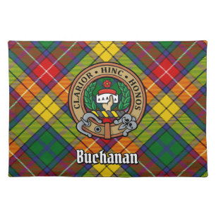 Clan Buchanan Crest over Tartan Cloth Placemat