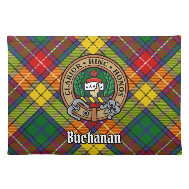 Clan Buchanan Crest over Tartan Cloth Placemat (Front)