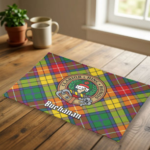 Clan Buchanan Crest over Tartan Cloth Placemat