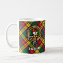 Clan Buchanan Crest over Tartan Coffee Mug