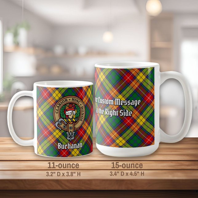 Clan Buchanan Crest over Tartan Coffee Mug (Creator Uploaded)