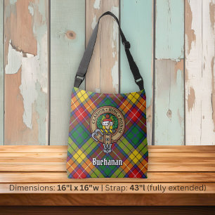 Clan Buchanan Crest over Tartan Crossbody Bag