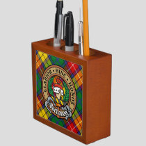 Clan Buchanan Crest over Tartan Desk Organizer