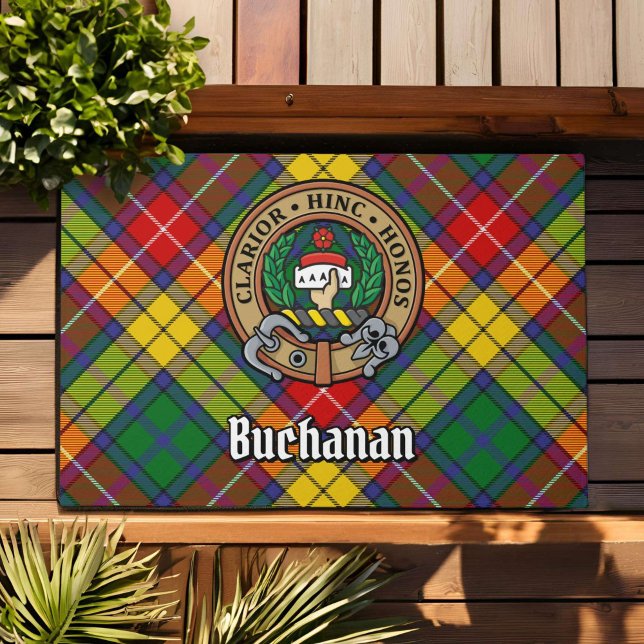 Clan Buchanan Crest over Tartan Doormat (Creator Uploaded)