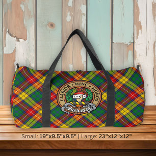 Clan Buchanan Crest over Tartan Duffle Bag